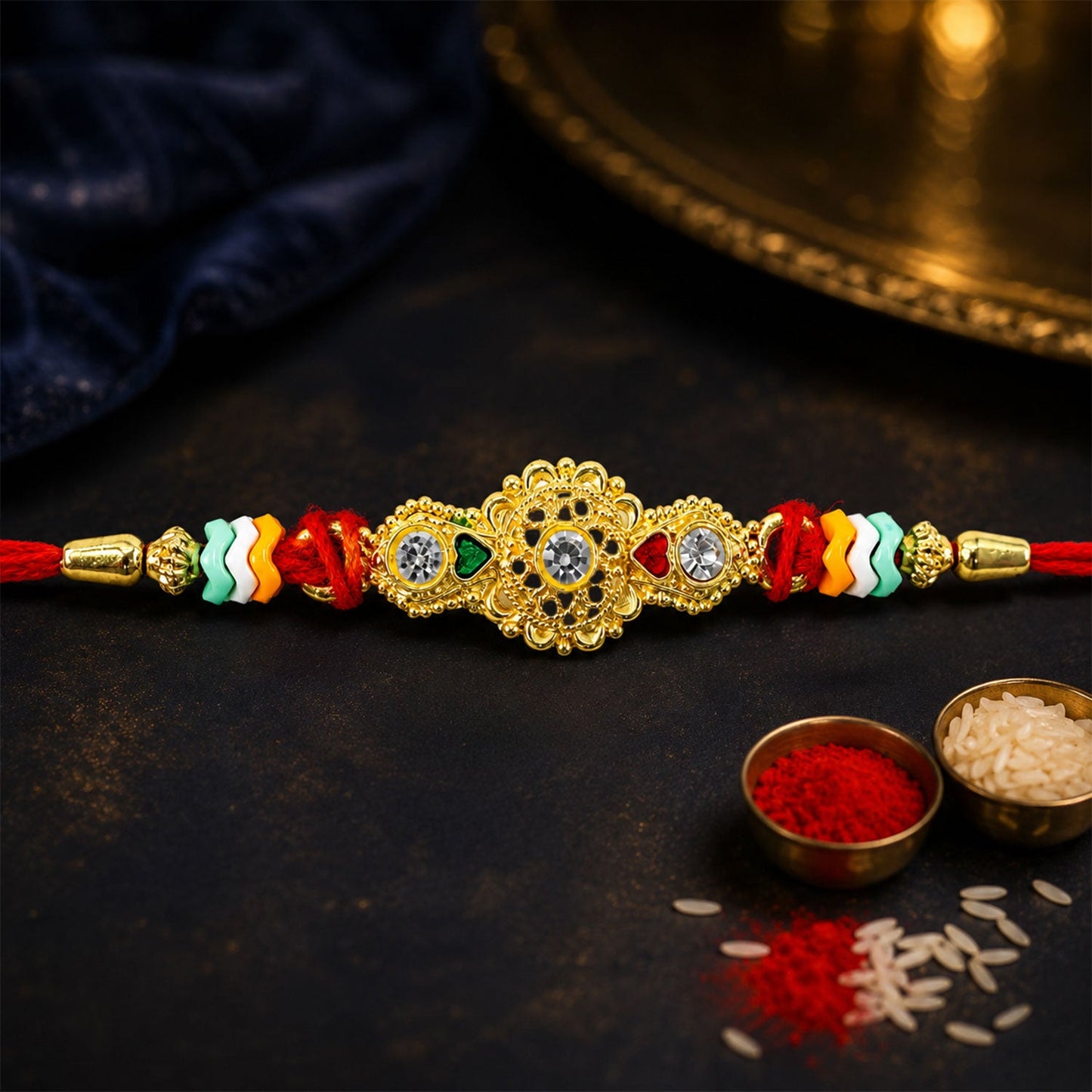 Style Stone Studded Premium Designer Beaded Rakhi for Brother