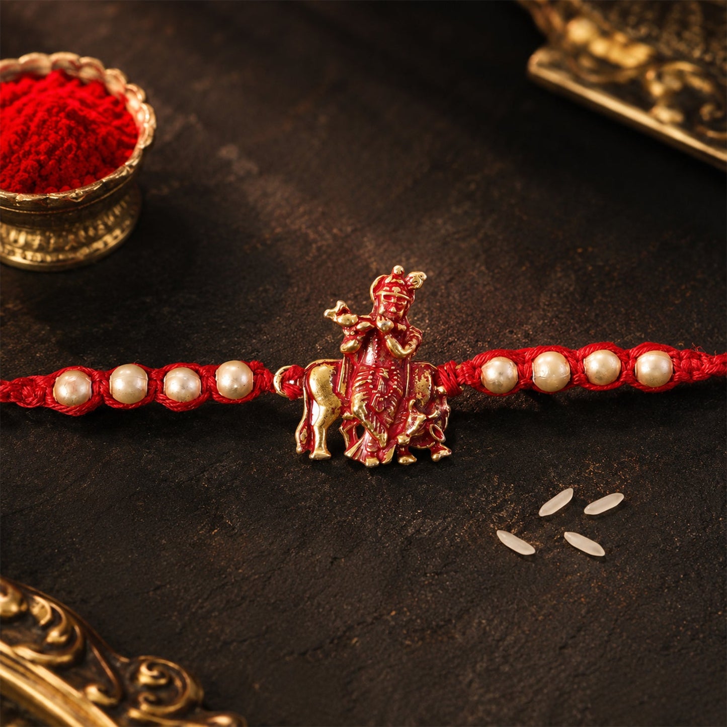 Krishna Character Beaded Designer Premium Traditional Rakhi for Brother