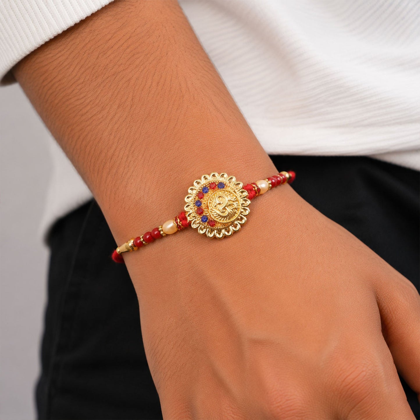 Om Symbol Premium Stone Studded Designer Rakhi for Brother