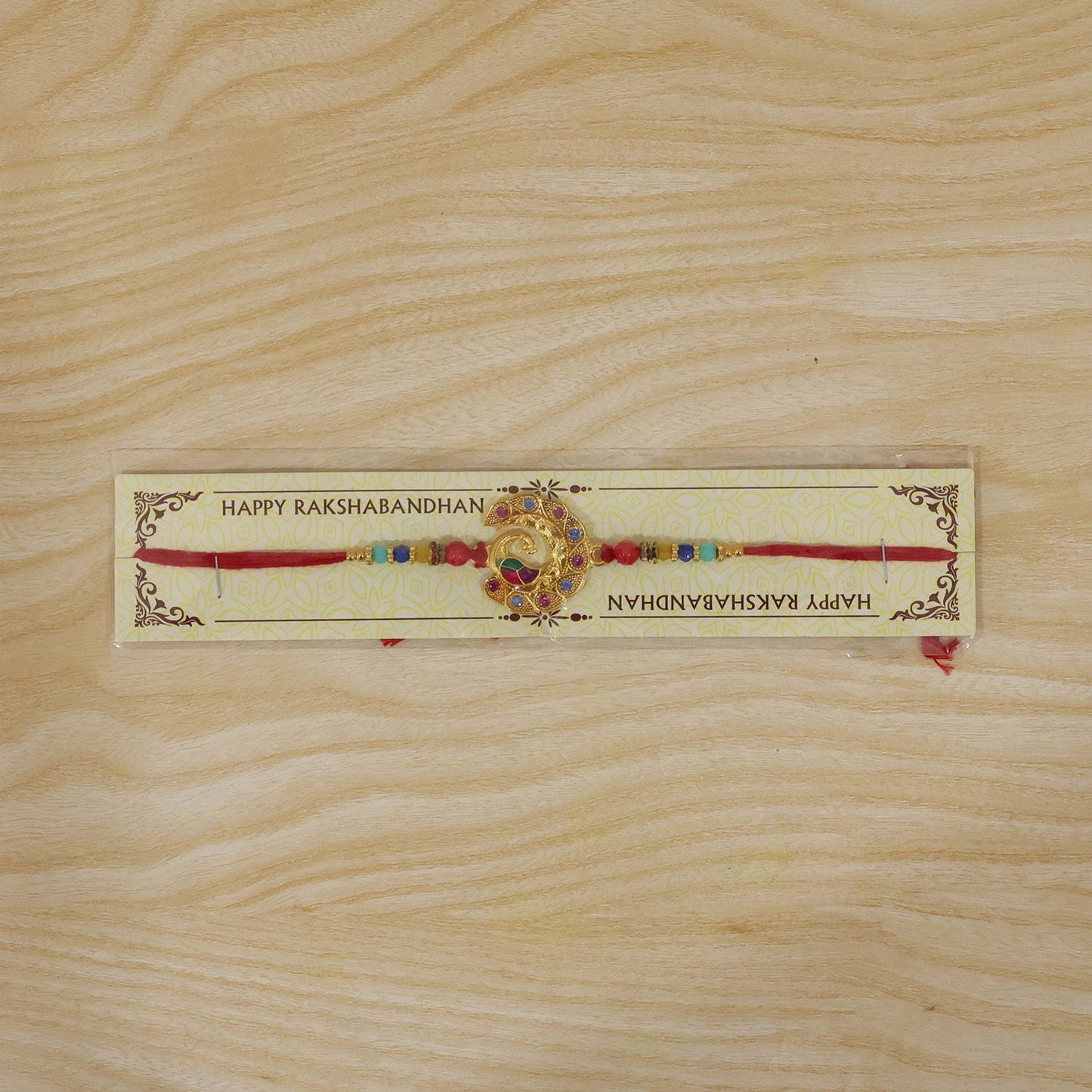 Peacock Motif Stone Studded Designer Rakhi for Brother