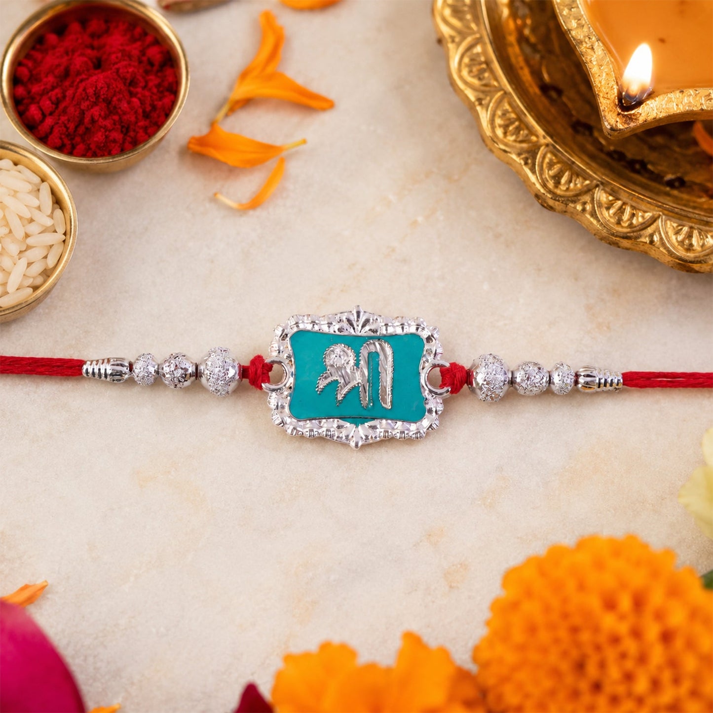 Shree Text Stone Studded Designer Rakhi for Brother