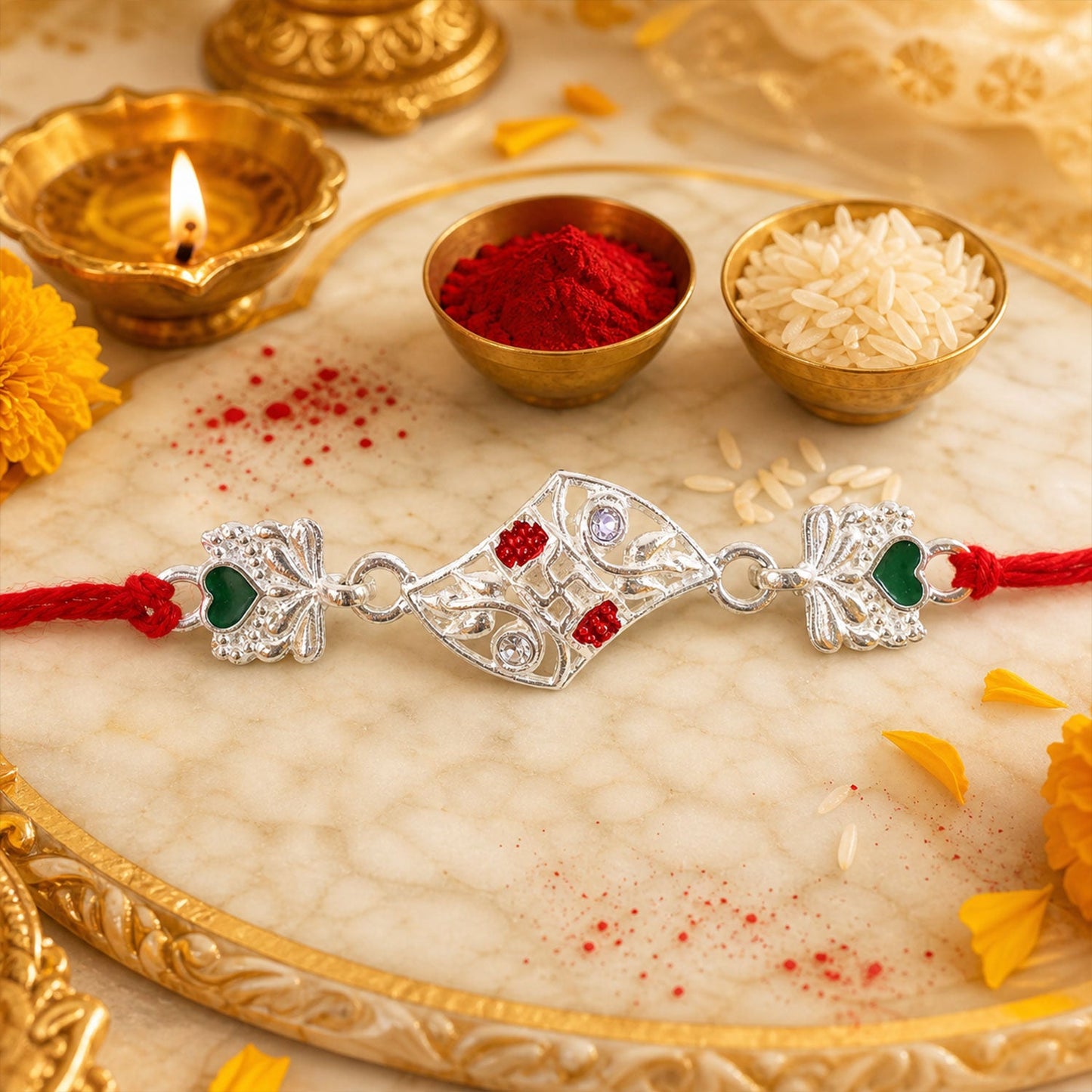 Swastik Stylish Design Stone Designer Rakhi For Brother