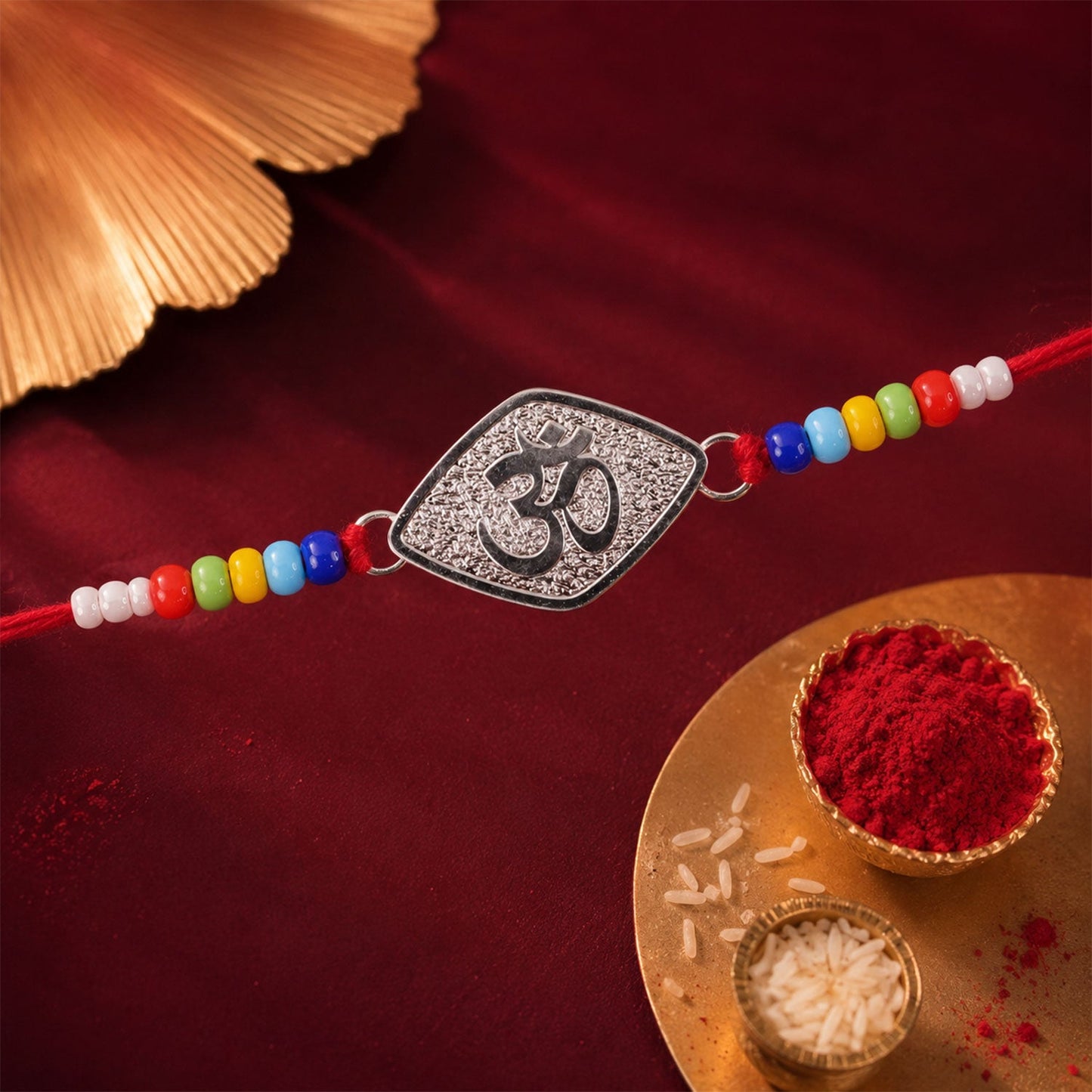 Om Symbol Beaded Designer Premium Traditional Rakhi for Brother