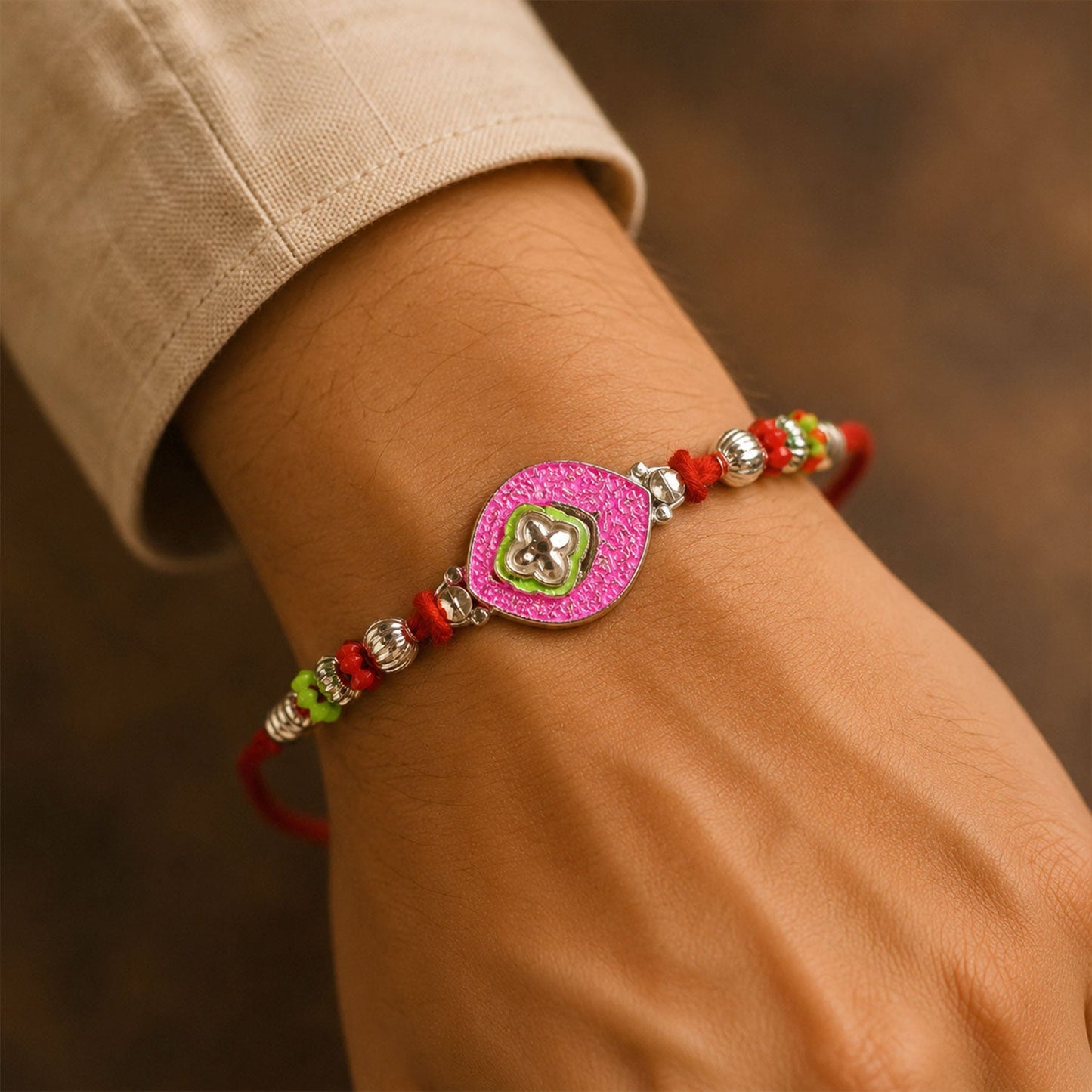 Floral Design Stone Studded Premium Designer Rakhi for Brother
