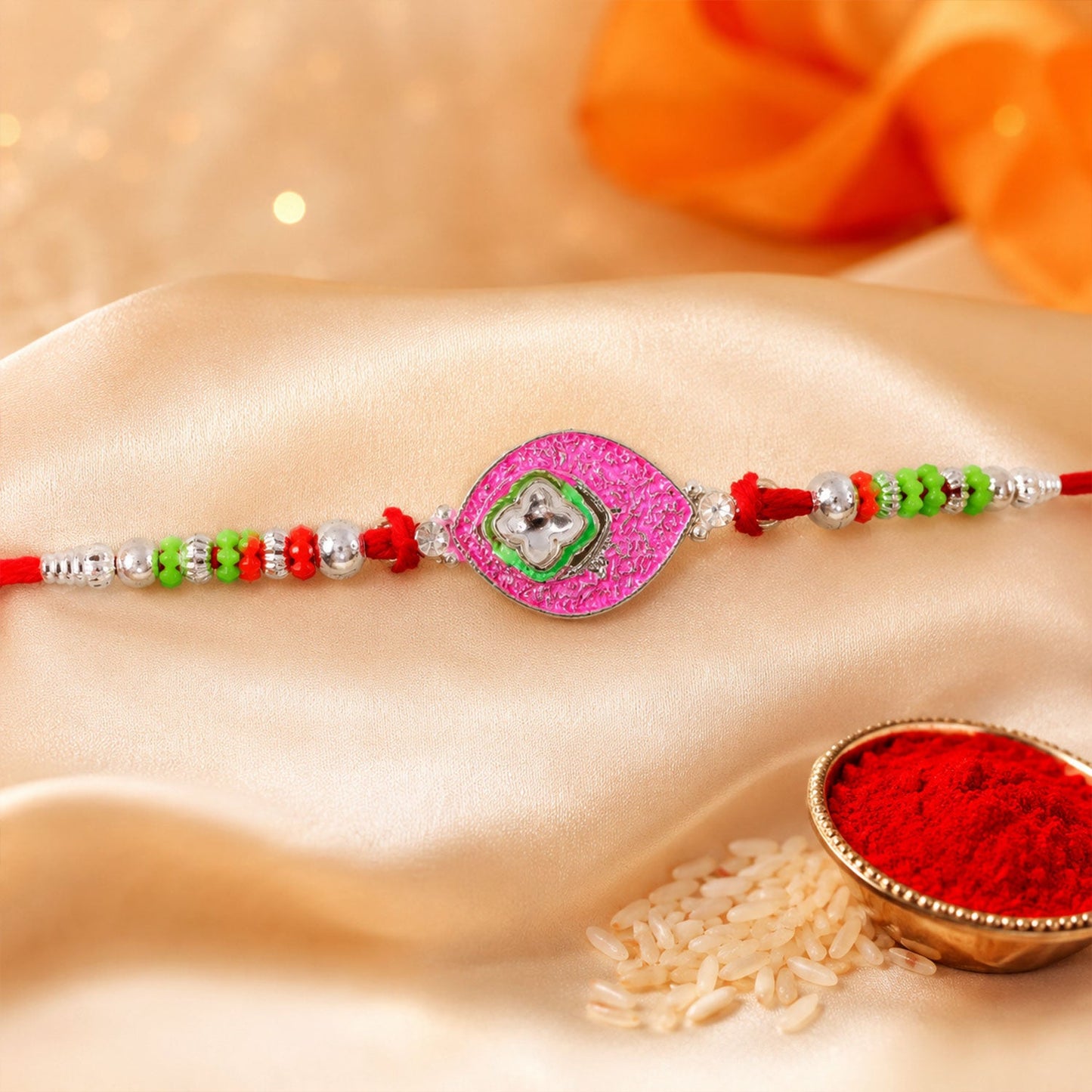 Floral Design Stone Studded Premium Designer Rakhi for Brother