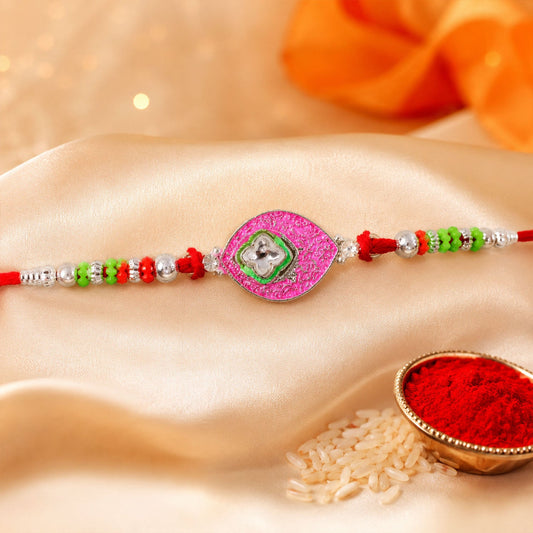 Floral Design Stone Studded Premium Designer Rakhi for Brother