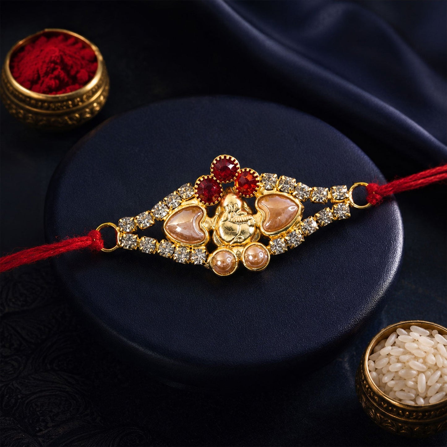 Floral Pearl Stone Premium Designer Rakhi for Brother