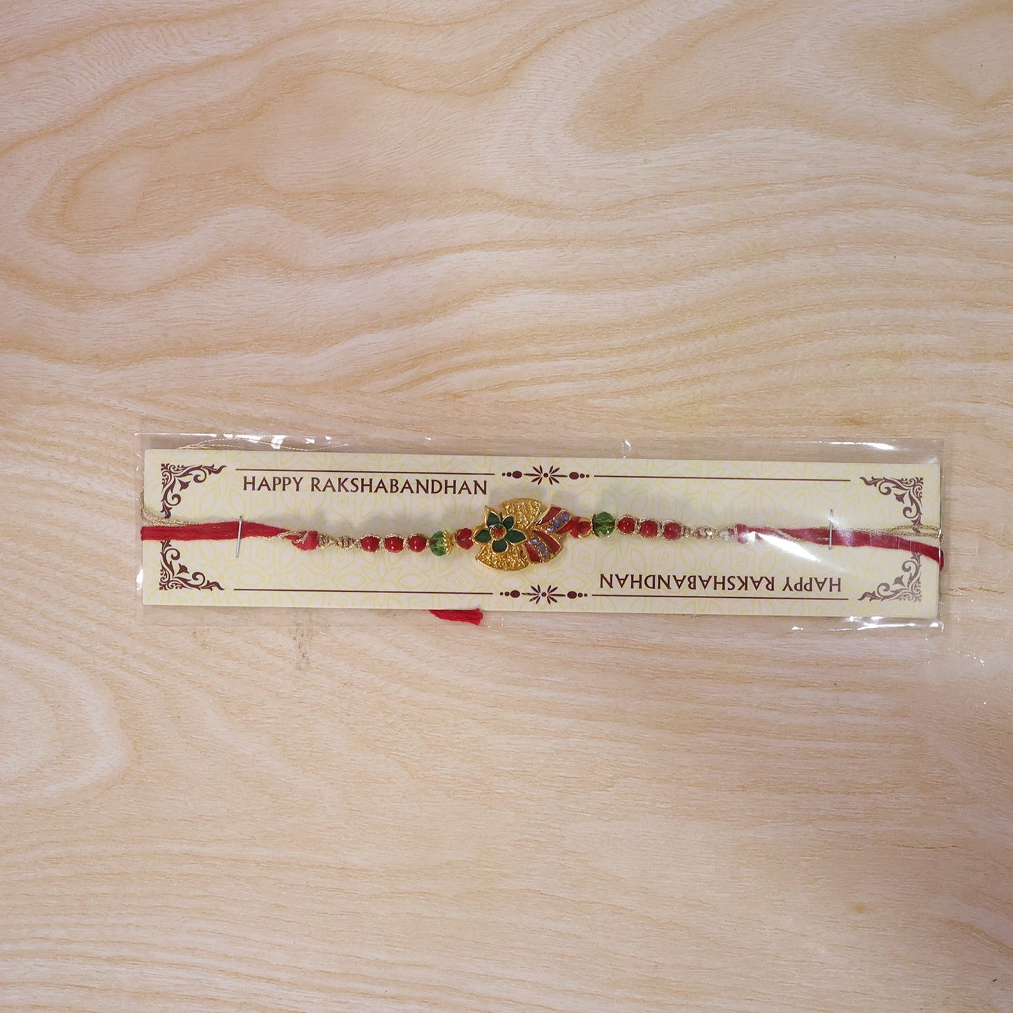 Floral Leaf Motif Beaded Premium Designer Traditional Rakhi for Brother