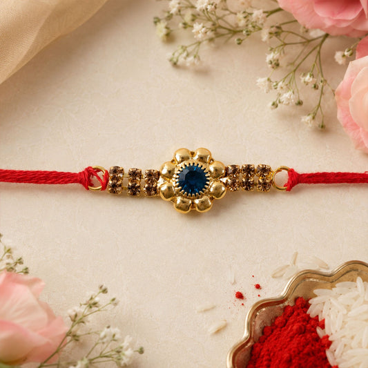 Floral Stone Center Designer Premium Traditional Rakhi for Brother