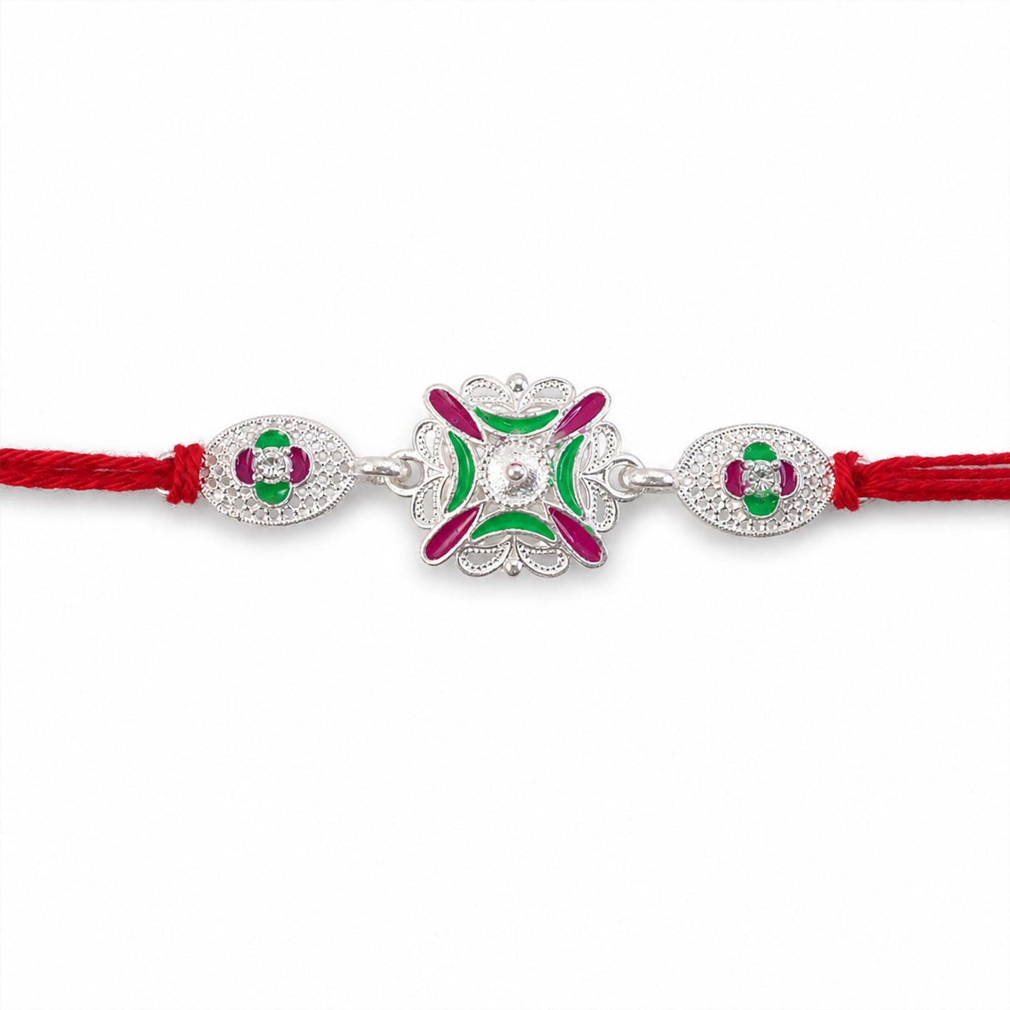 Traditional Meenakari Rakhi with Stonework Rakhi for Brother