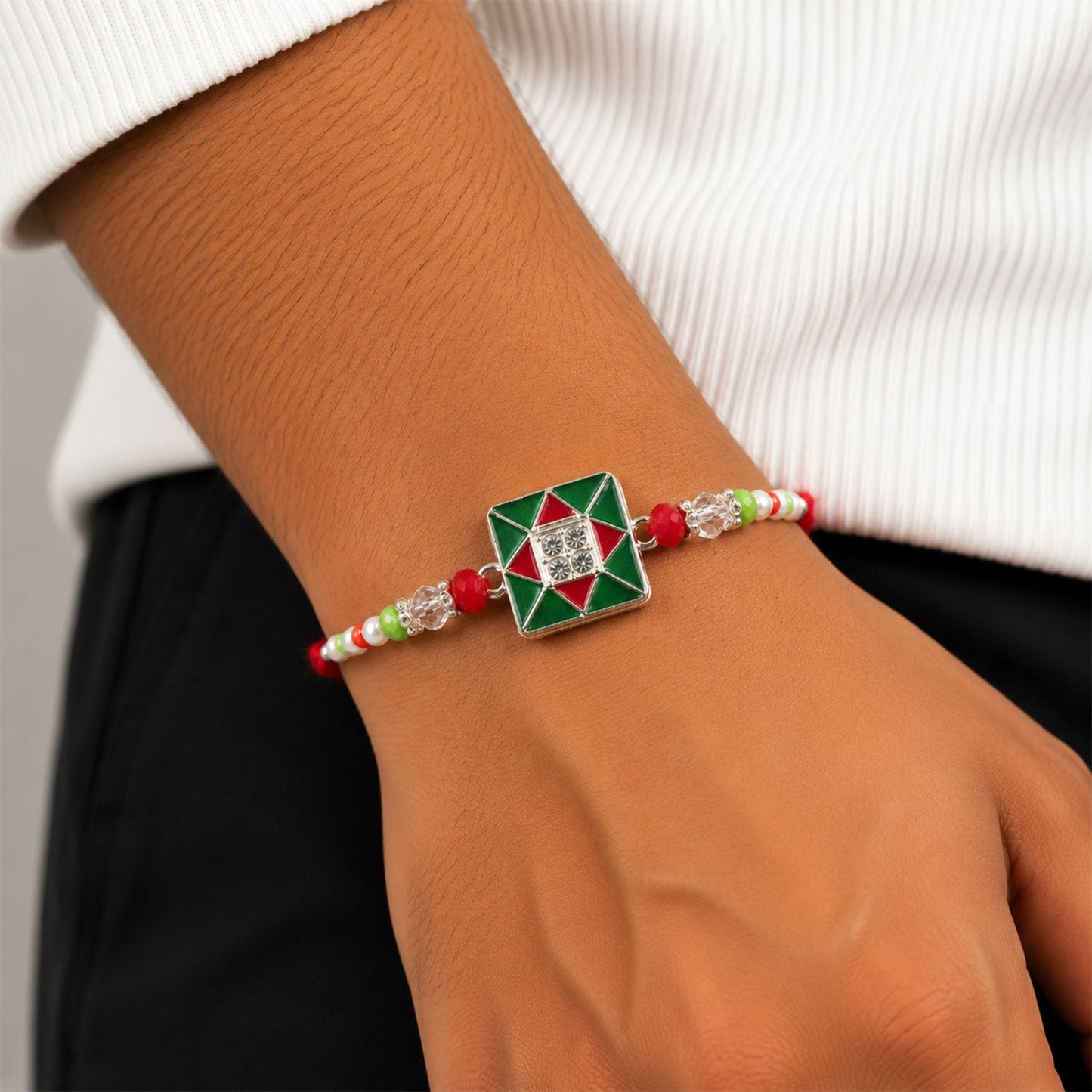 Geometric Square Stone Premium Designer Rakhi for Brother