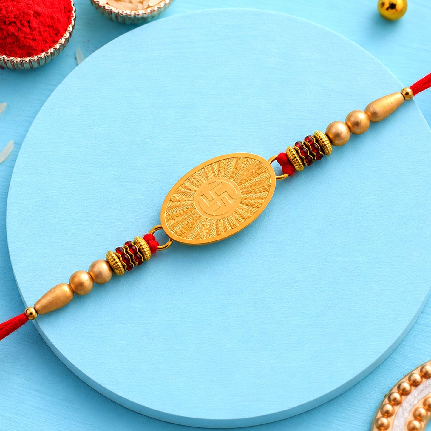 Round Swastik Symbol Designer Rakhi for Brother