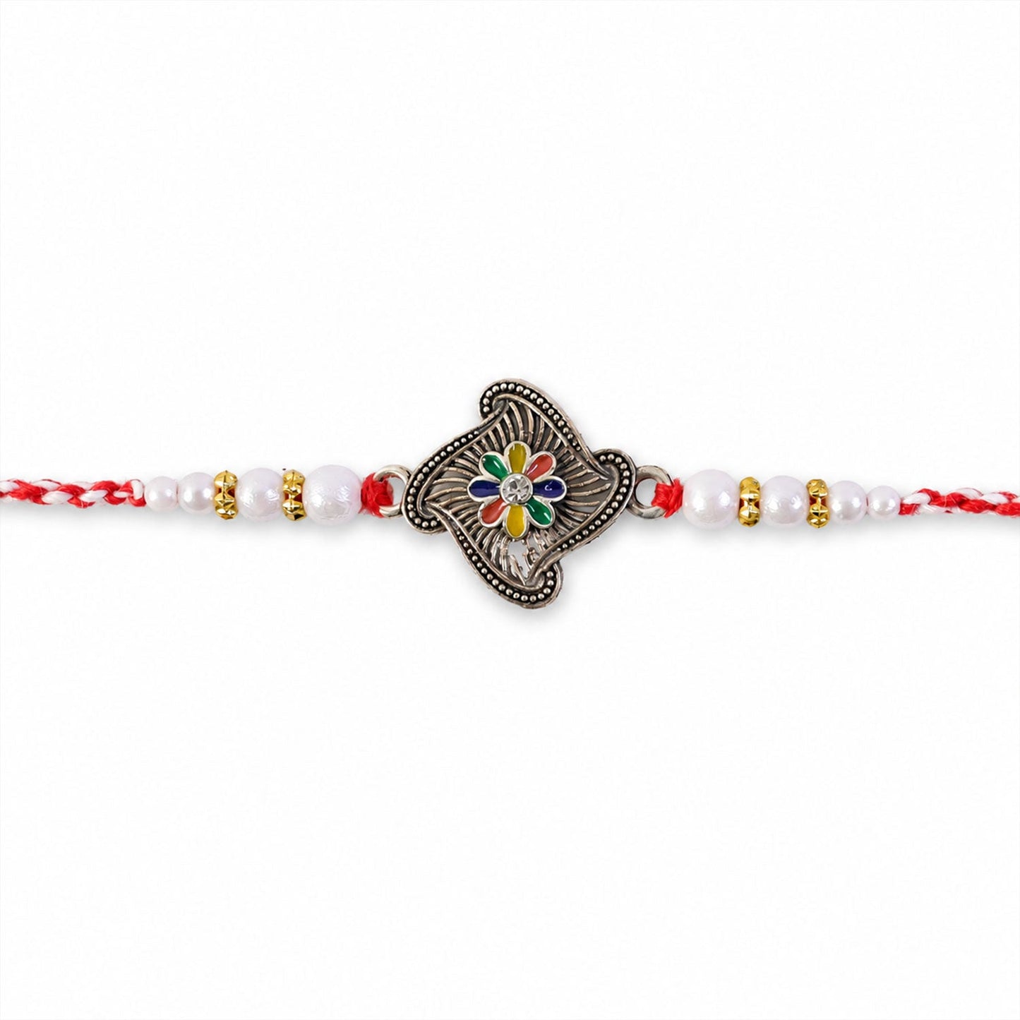 Floral Stone Studded Premium Designer Rakhi for Brother