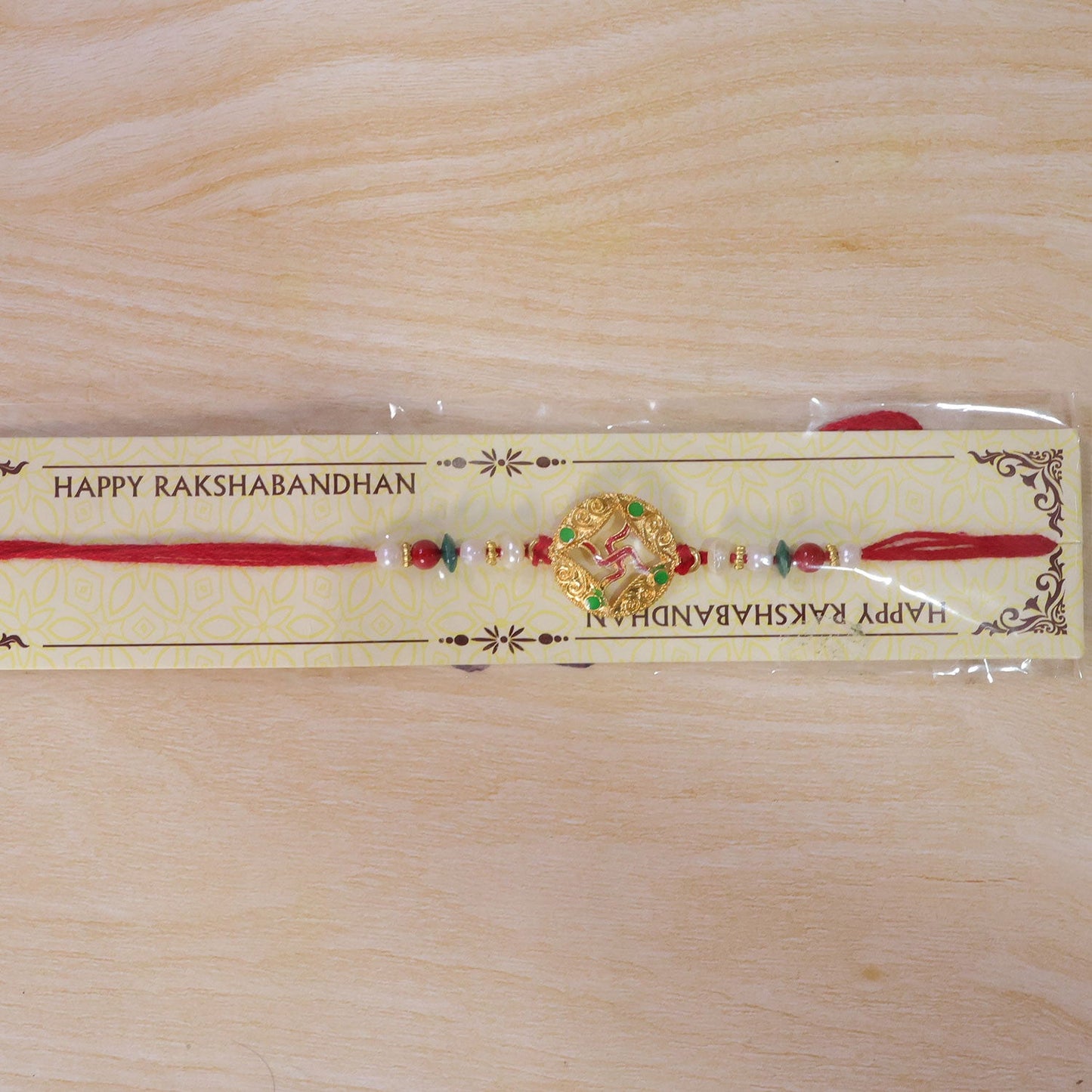 Swastik Symbol Beaded Designer Premium Traditional Rakhi for Brother