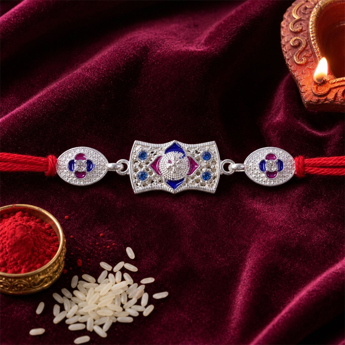 Premium Designer Shape Stone Studded Designer Premium Traditional Rakhi for Brother