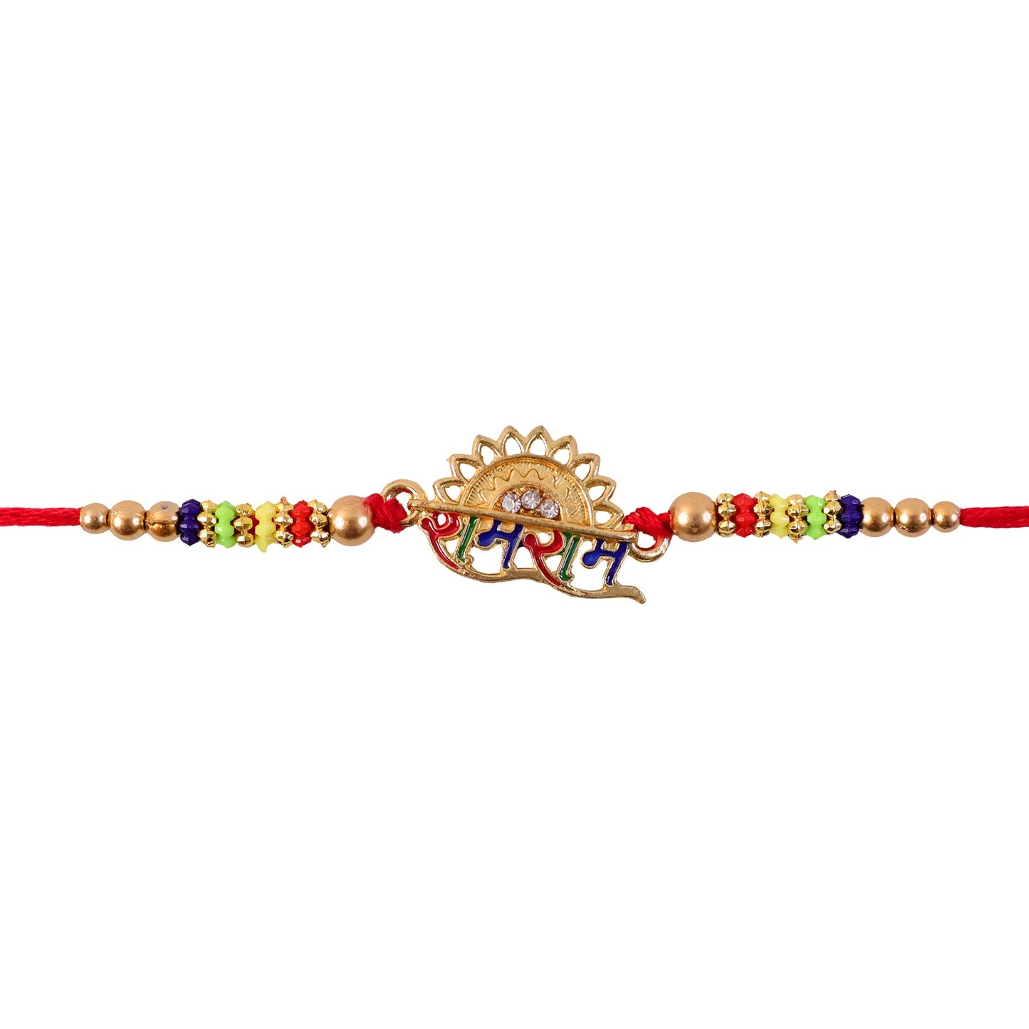 Ram Ram Text Premium Designer Beaded Rakhi for Brother