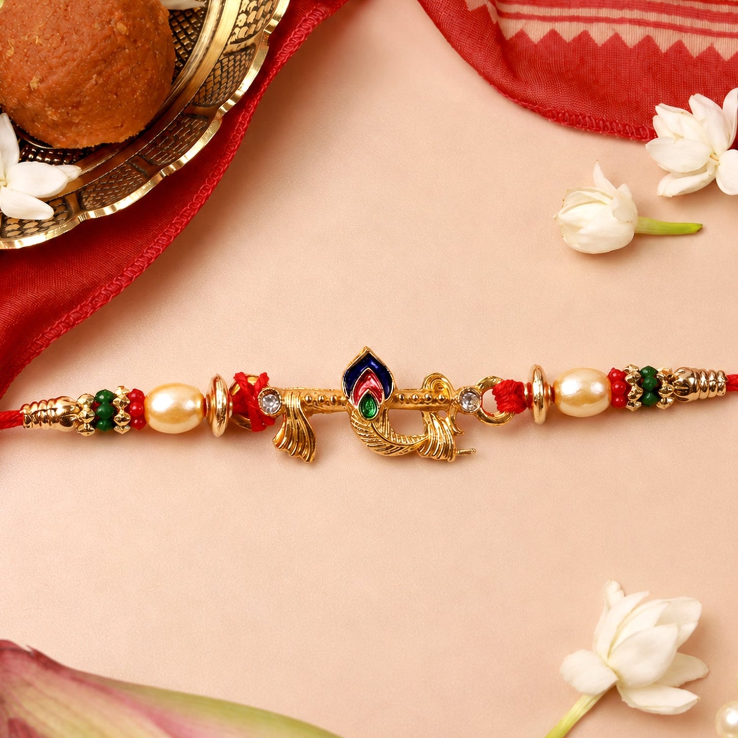 Peacock Feather Charm Premium Designer Rakhi for Brother