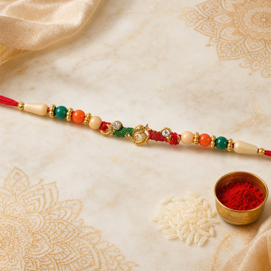 Minimal Beaded Thread Designer Premium Traditional Rakhi for Brother