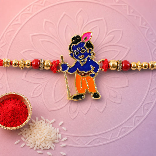 Krishna Character Beaded Designer Premium Traditional Rakhi for Brother
