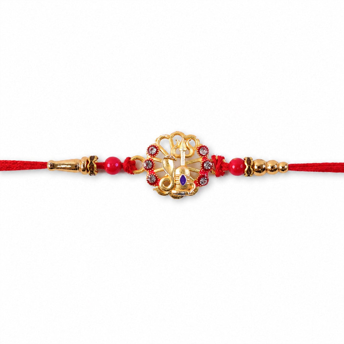 Divine Shiv Trishul Rakhi with Crystal Stones Rakhi for Brother
