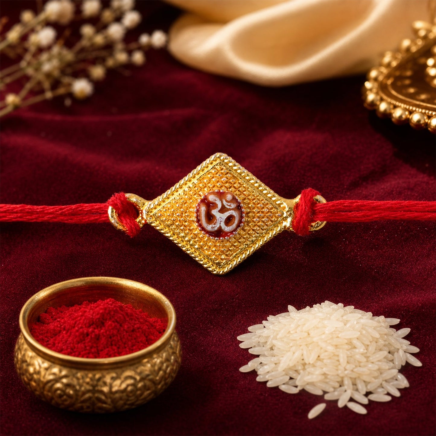 Om Symbol Square Designer Premium Traditional Rakhi for Brother