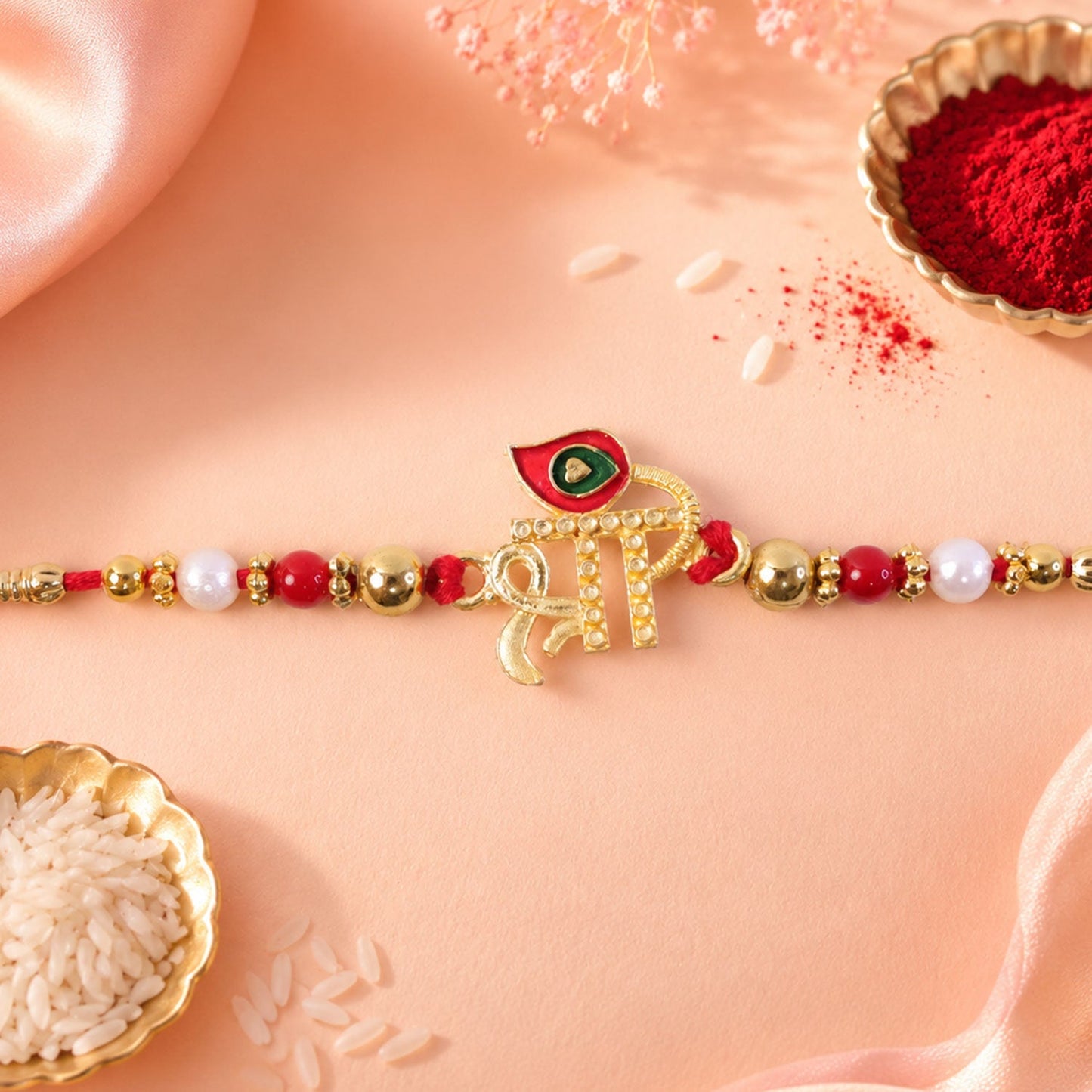 Shree Text Beaded Designer Premium Traditional Rakhi for Brother