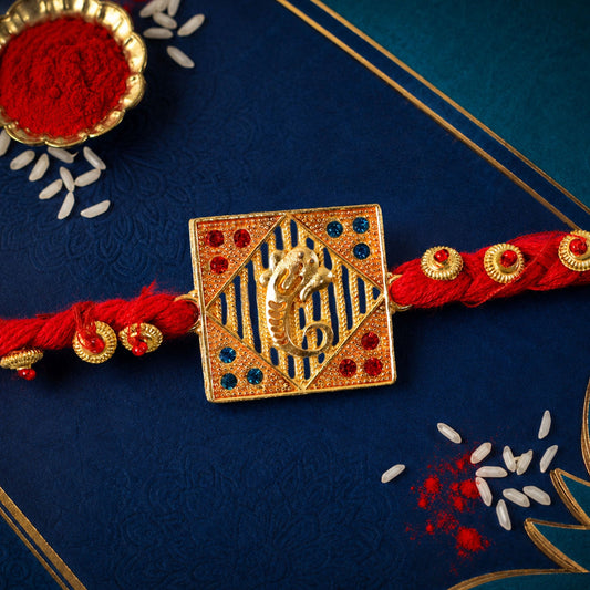 Ganesh Square Designer Premium Traditional Rakhi for Brother