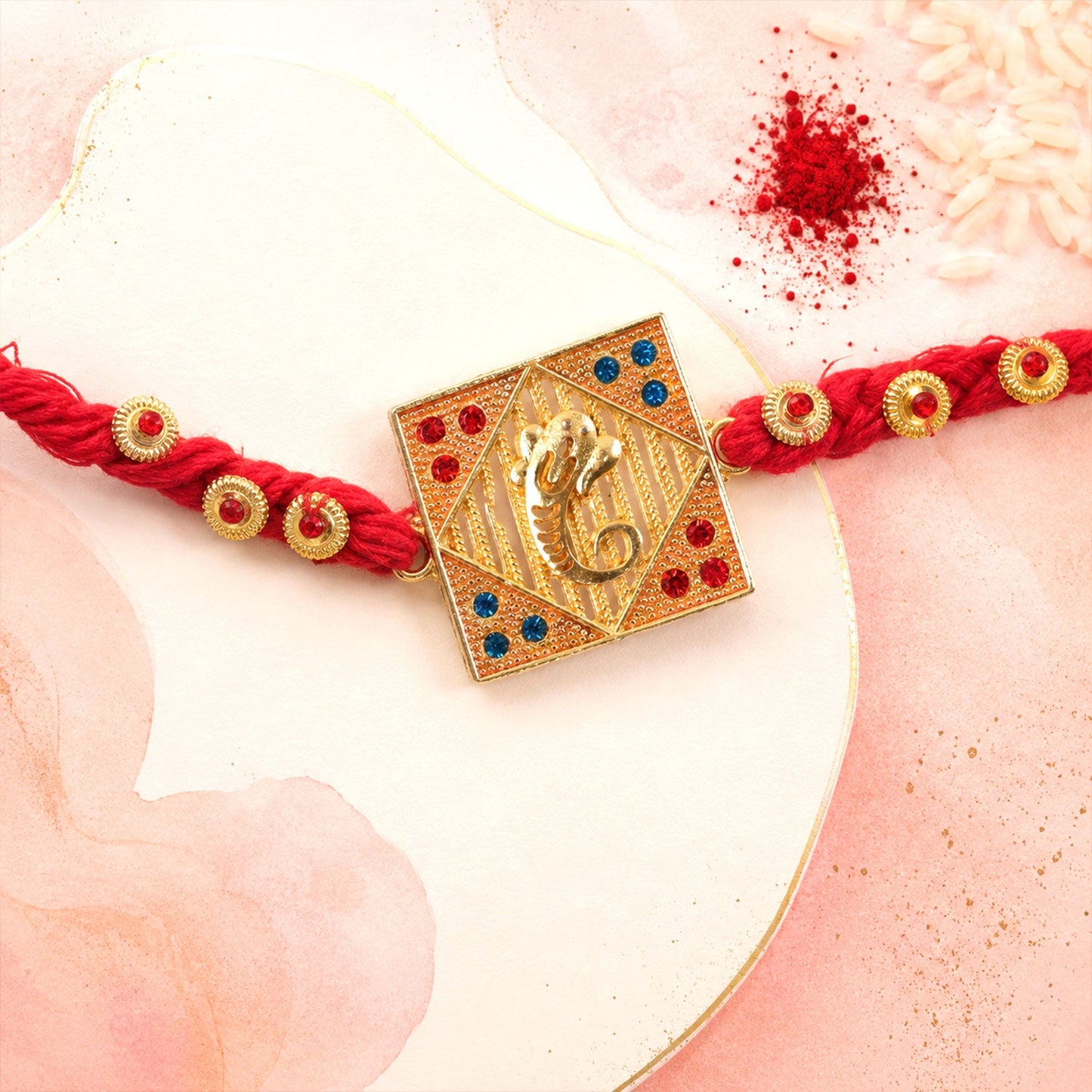 Ganesh Square Designer Premium Traditional Rakhi for Brother