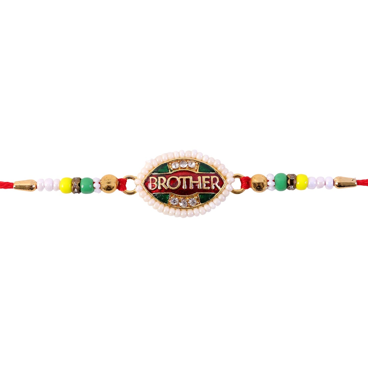 Brother Text Oval Stone Studded Premium Designer Rakhi for Brother