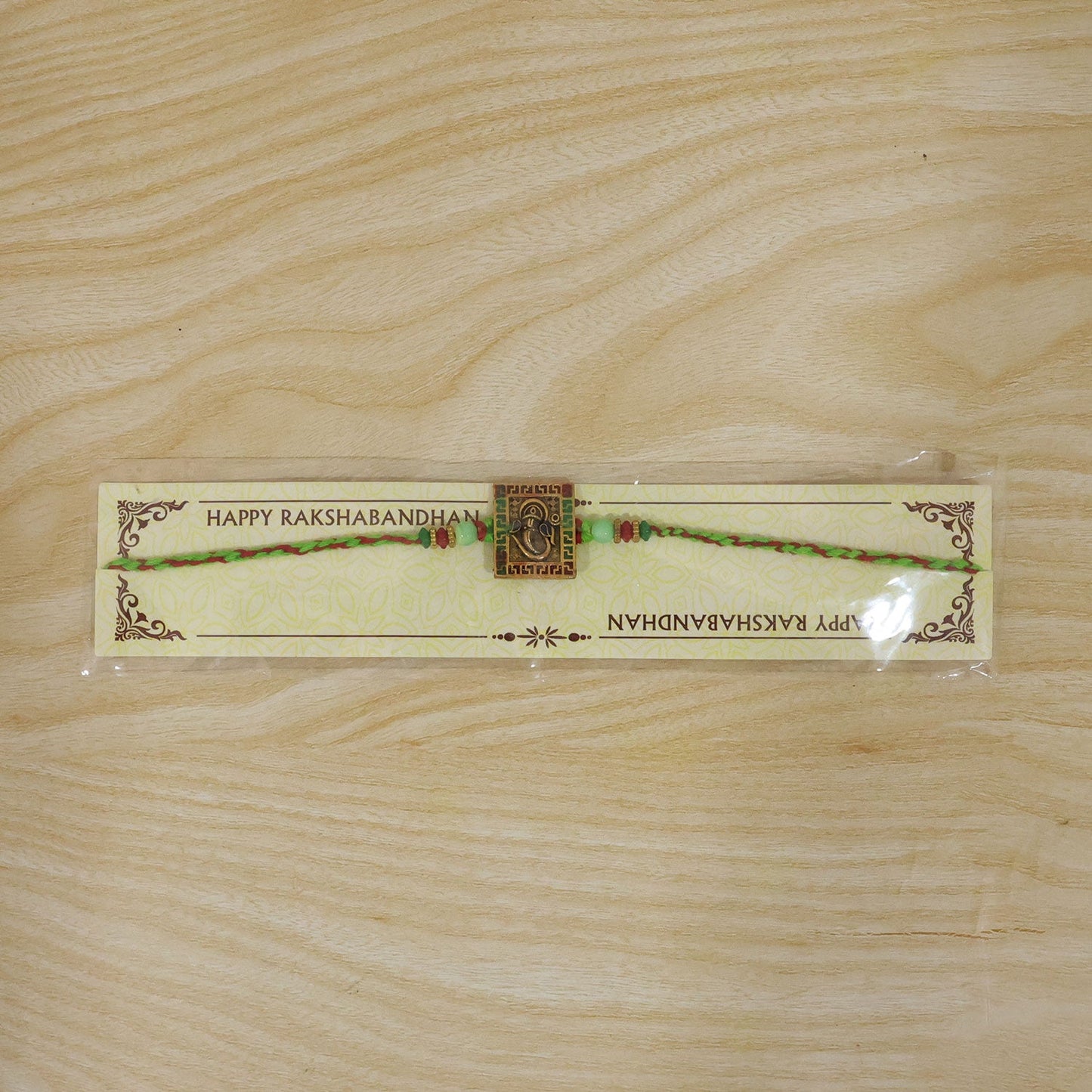 Ganesha Symbol Square Meenakari Designer Rakhi for Brother