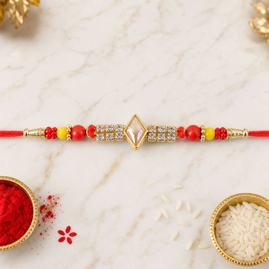 Diamond Center Stone Studded Premium Designer Rakhi for Brother