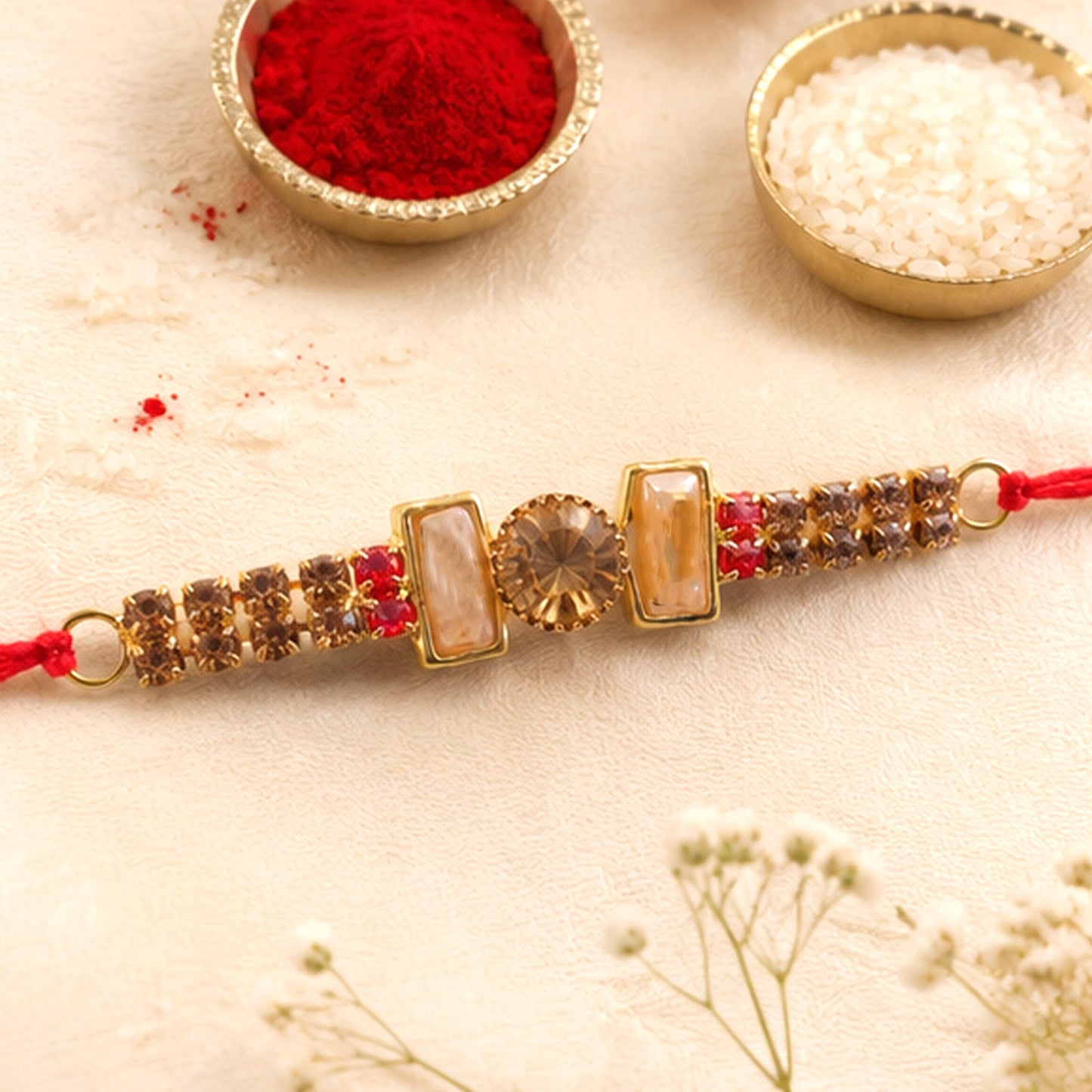 Rectangle Stone Studded Premium Designer Rakhi for Brother