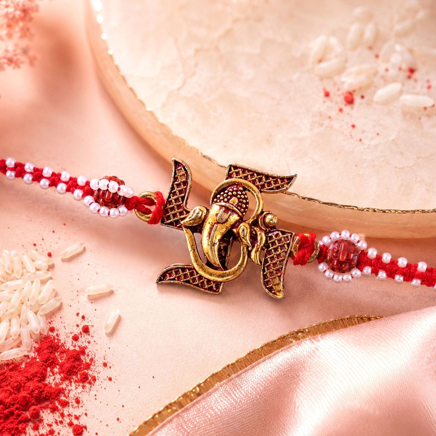 Lord Ganesha Square Premium Traditional Designer Rakhi for Brother