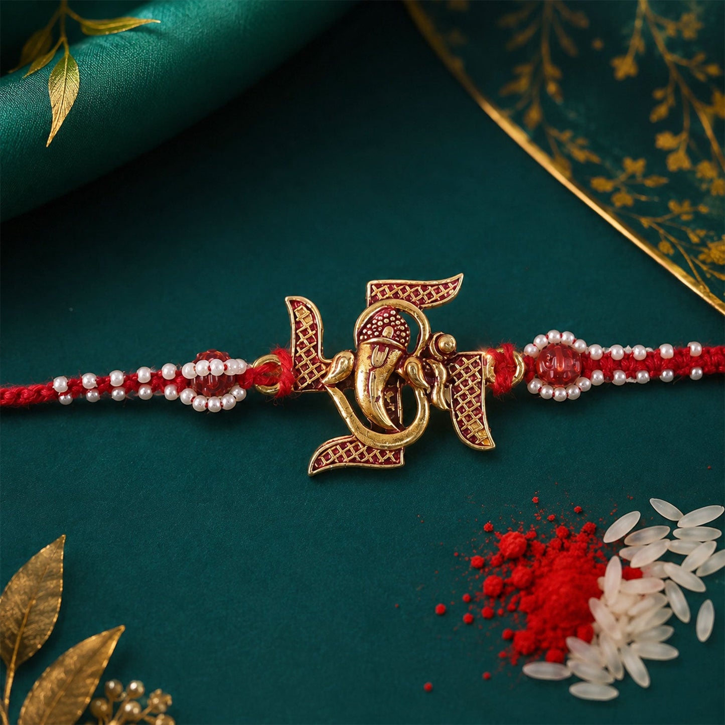 Lord Ganesha Square Premium Traditional Designer Rakhi for Brother