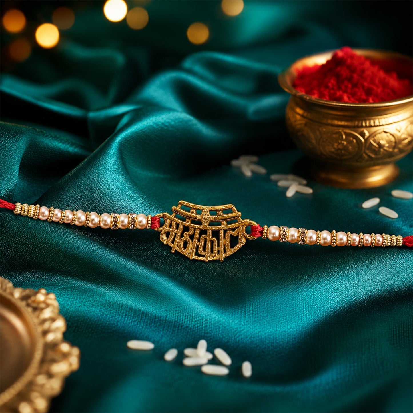 Mahakal Text Beaded Designer Premium Traditional Rakhi for Brother