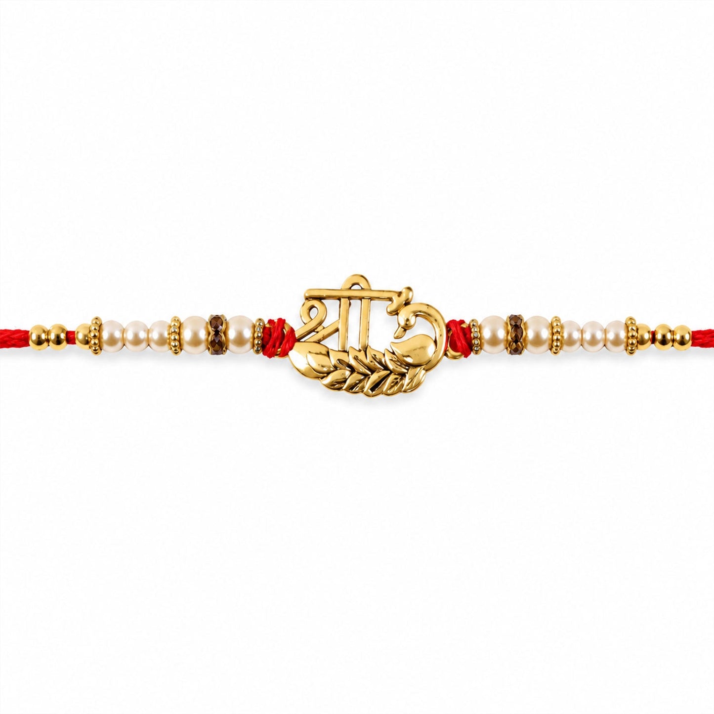 Shree Text Leaf Motif Premium Traditional Designer Rakhi for Brother