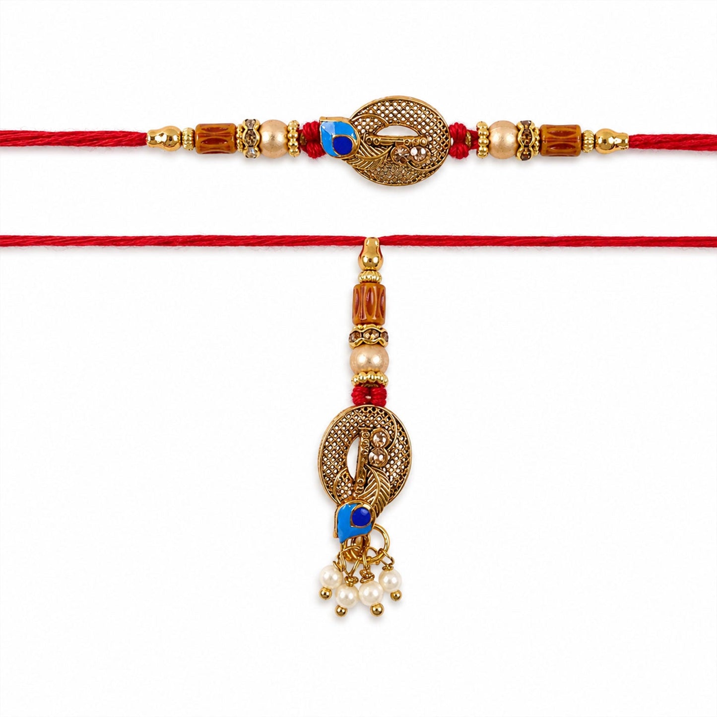 Lumba Style Pair Beaded Designer Premium Traditional Rakhi for Brother
