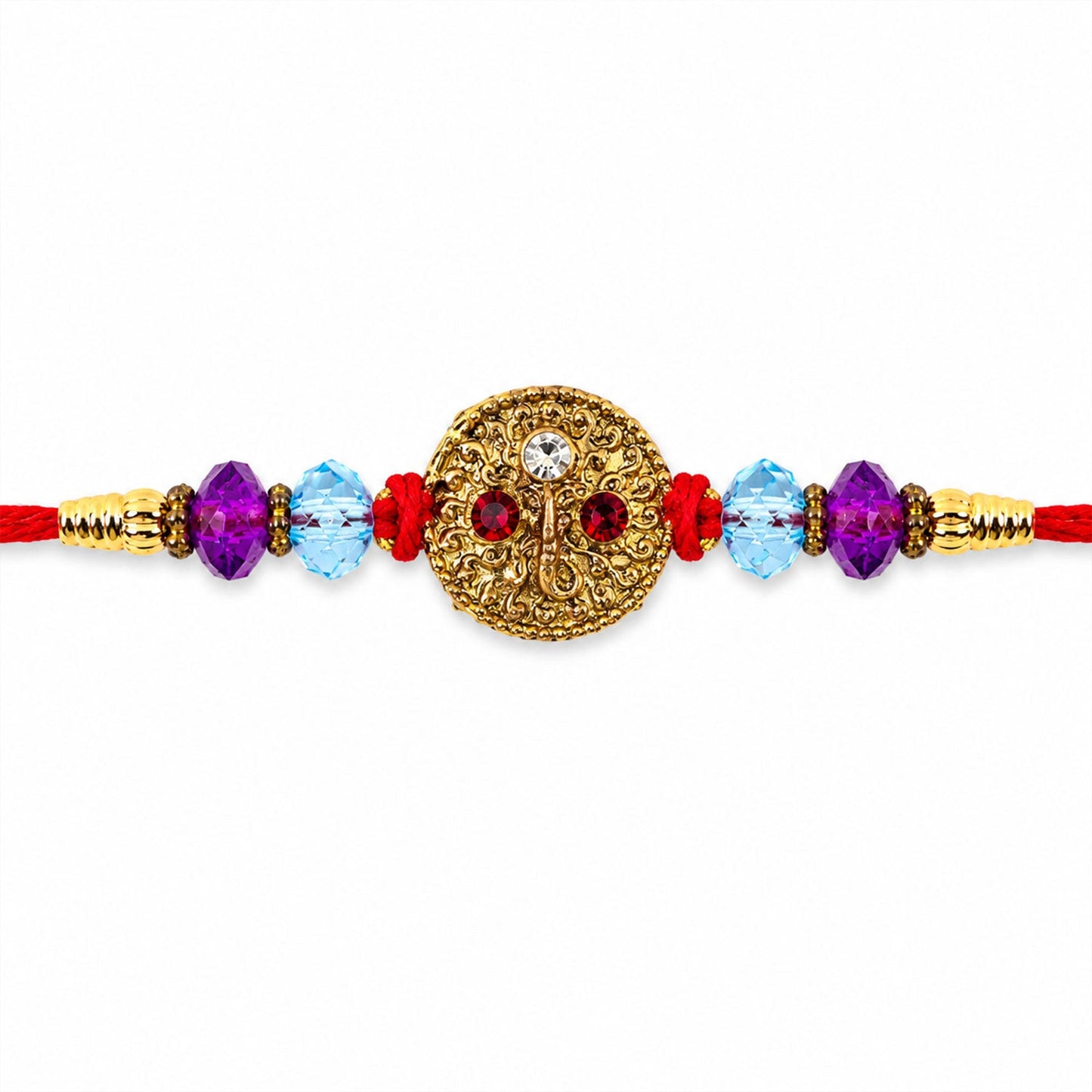 Round Stone Medallion Designer Premium Traditional Rakhi for Brother