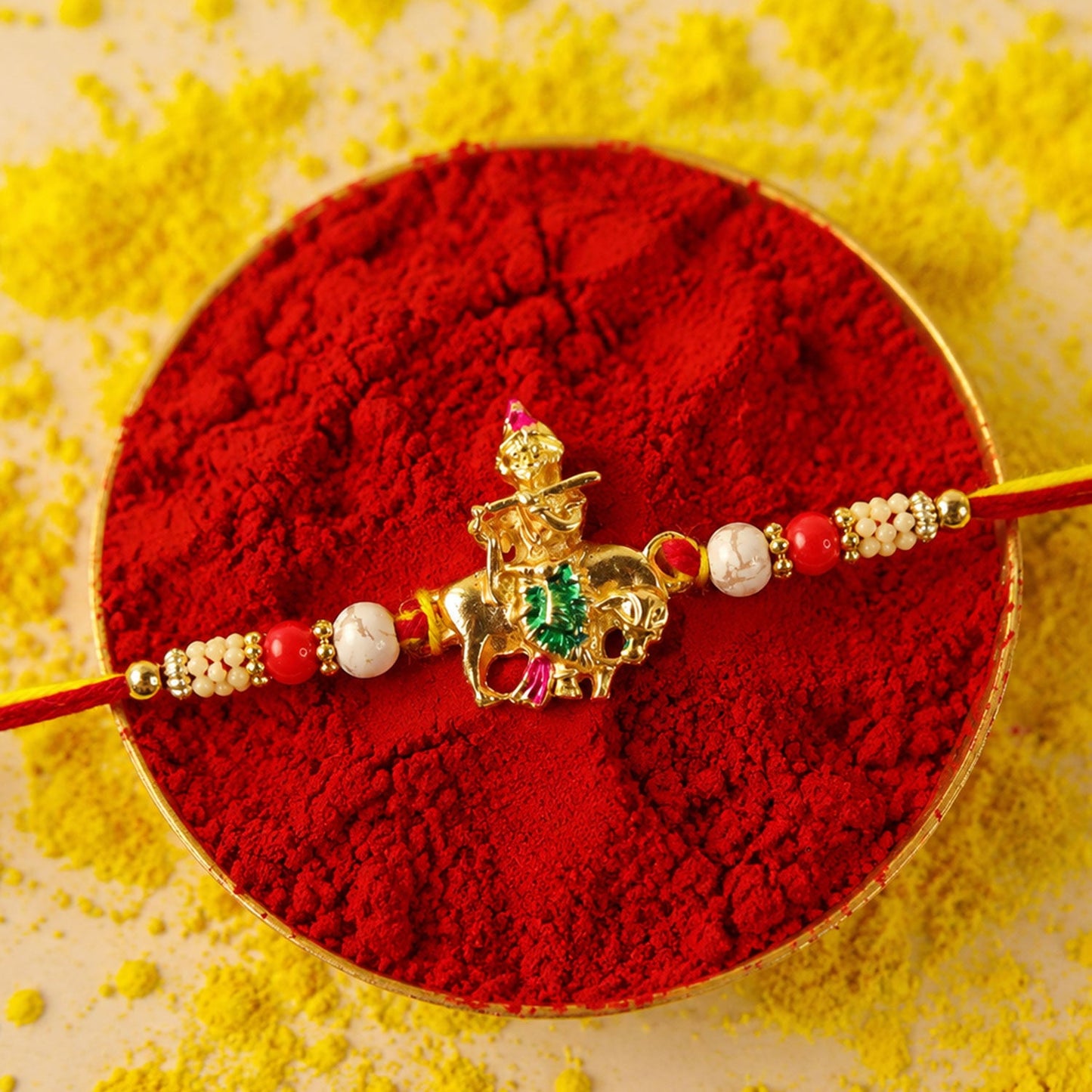 Lord Krishna Motif Beaded Designer Rakhi for Brother
