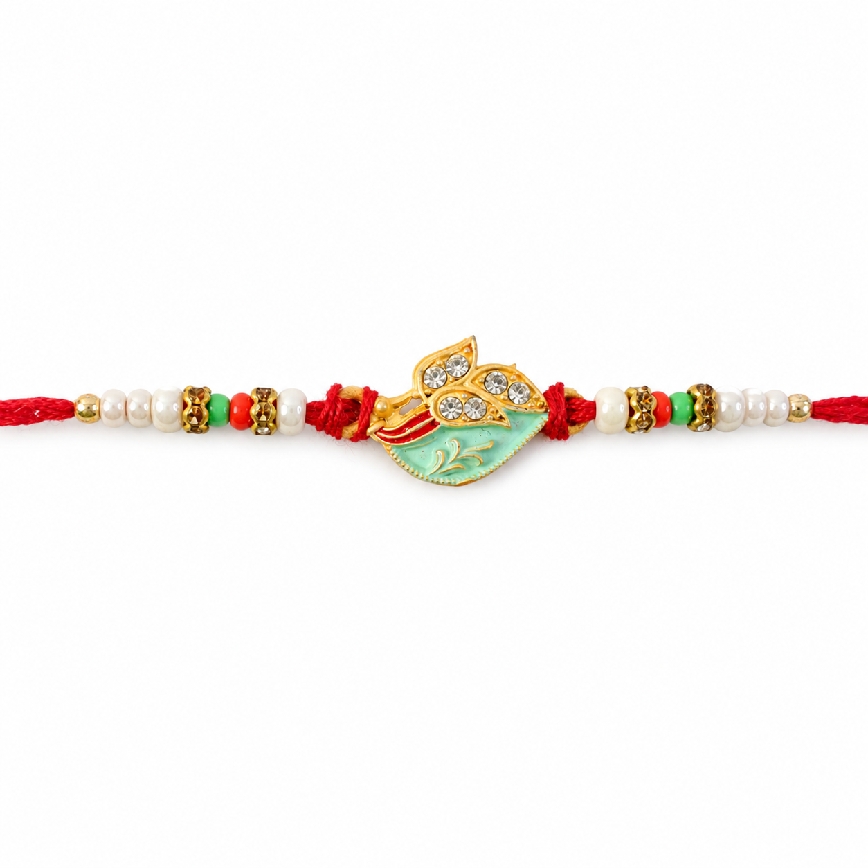 Premium Leaf Motif Traditional Beaded Designer Rakhi for Brother