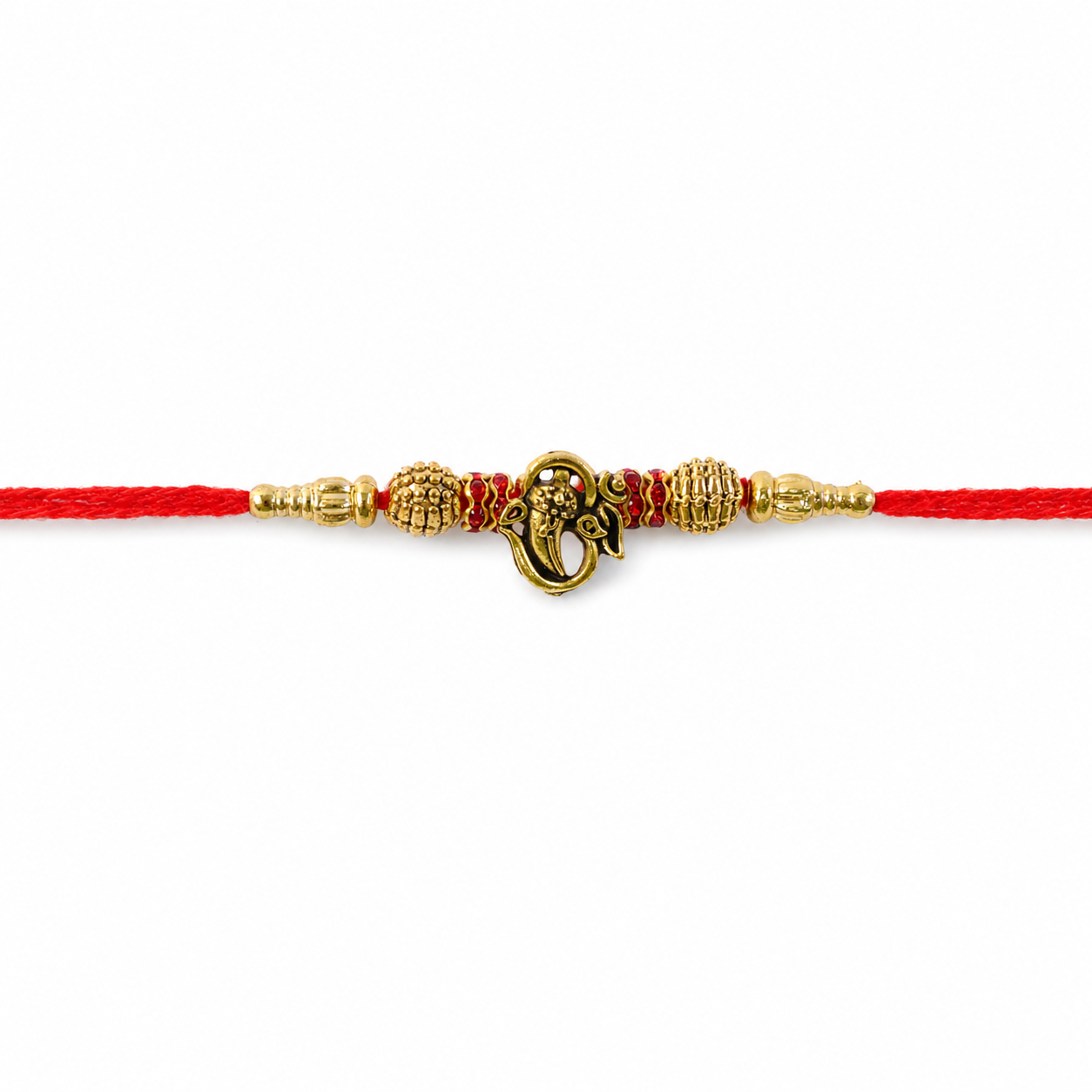 Traditional Ganesha Charm Beaded Premium Designer Rakhi for Brother