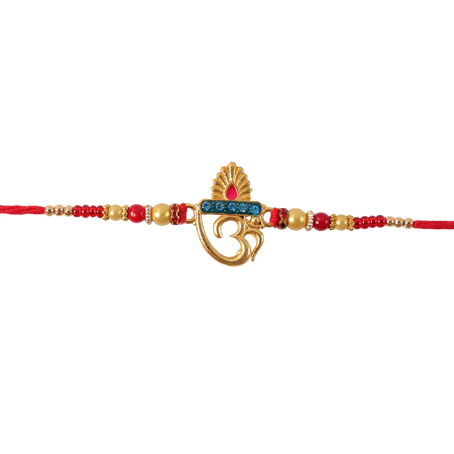 Om Ganesha Pearl Beads Rakhi for Brother Bhai Raksha Bandhan Festival Special Gift