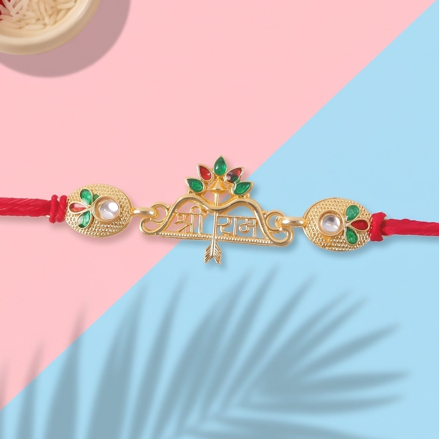 Shree Ram Floral Charm Rakhi for Brother Bhai Raksha Bandhan Festival Special Gift