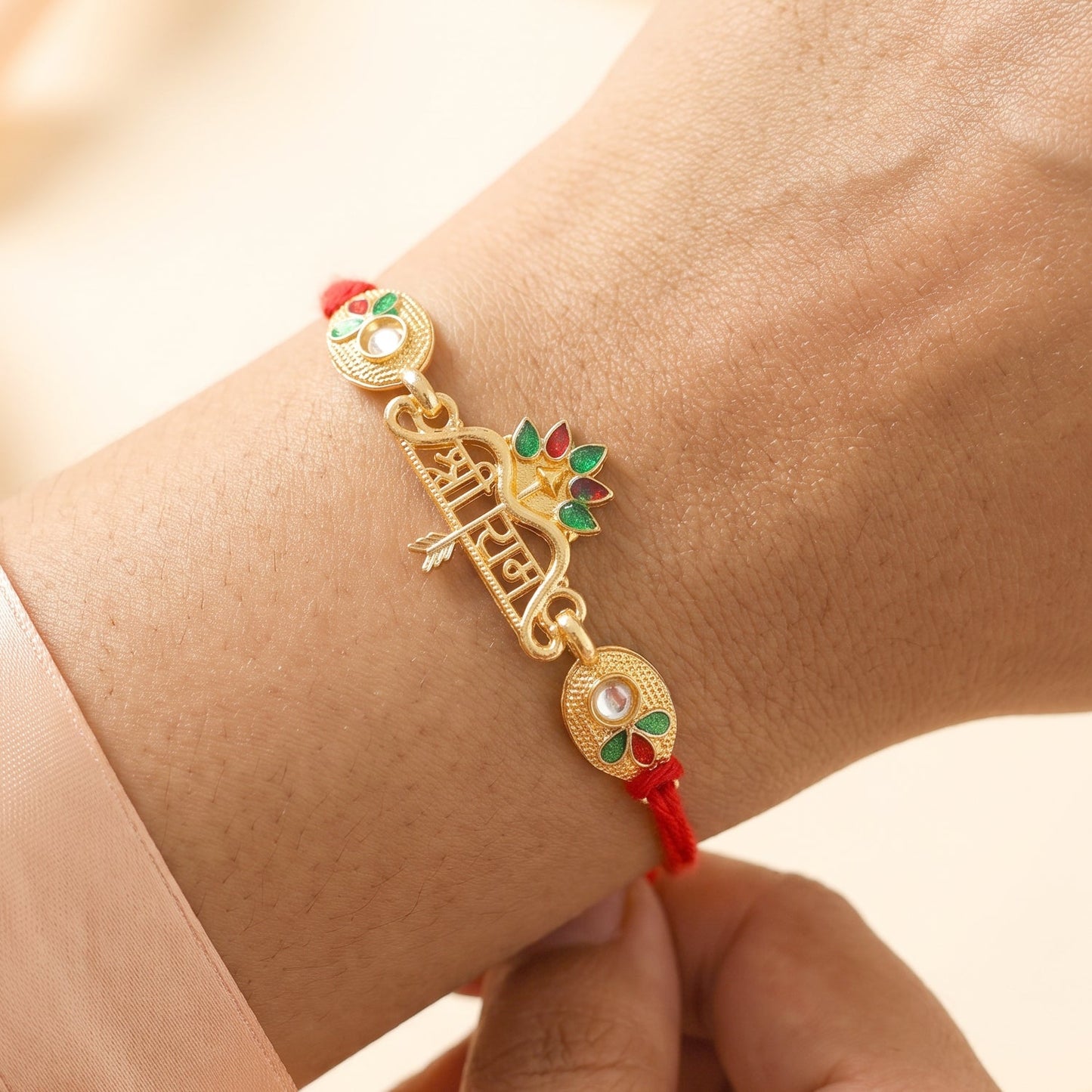 Shree Ram Floral Charm Rakhi for Brother Bhai Raksha Bandhan Festival Special Gift