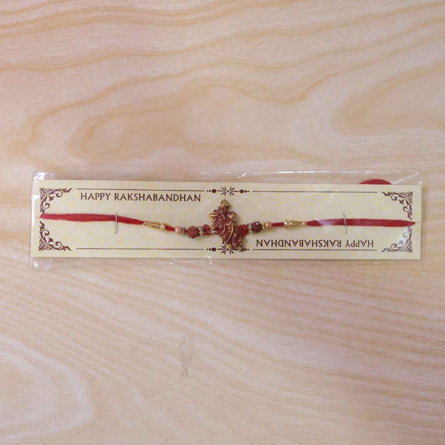 Ganesha Red Beads Charm Rakhi for Brother Bhai Raksha Bandhan Festival Special Gift