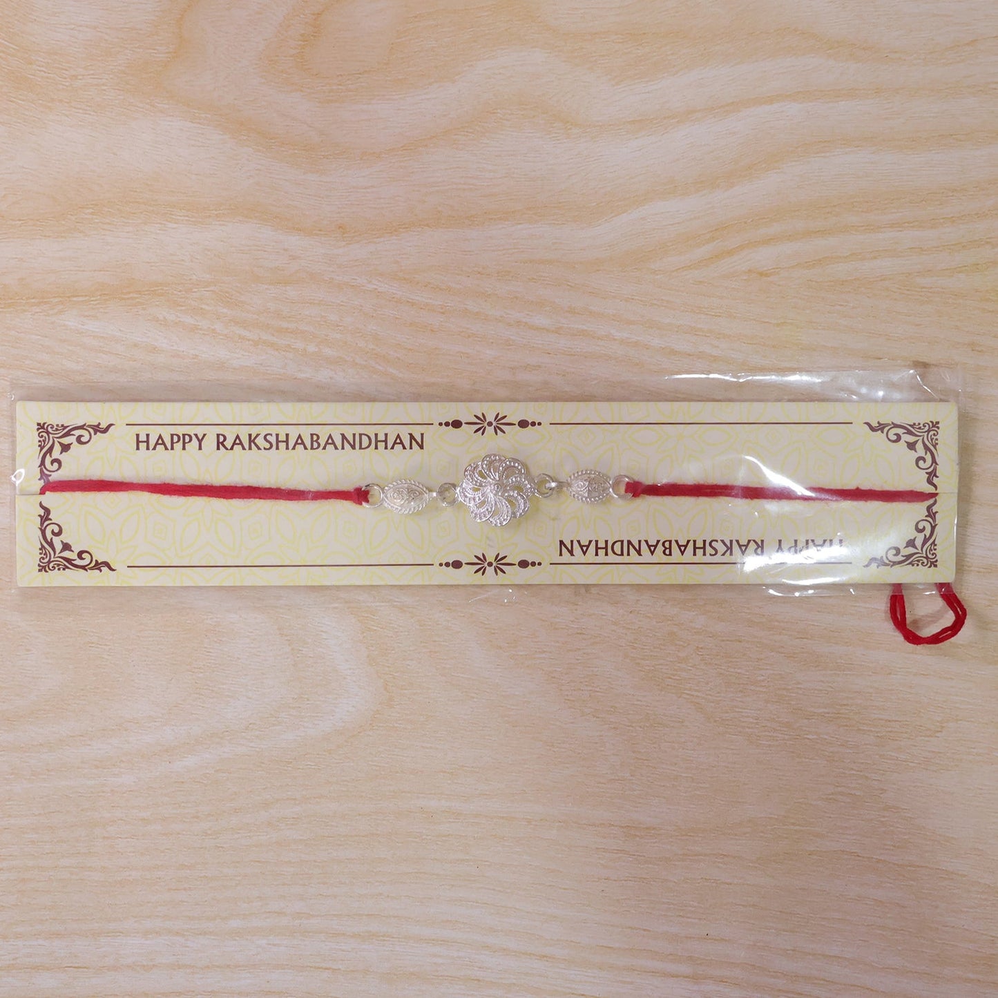 Silver Floral Chain Design Rakhi for Brother Bhai Raksha Bandhan Festival Special Gift