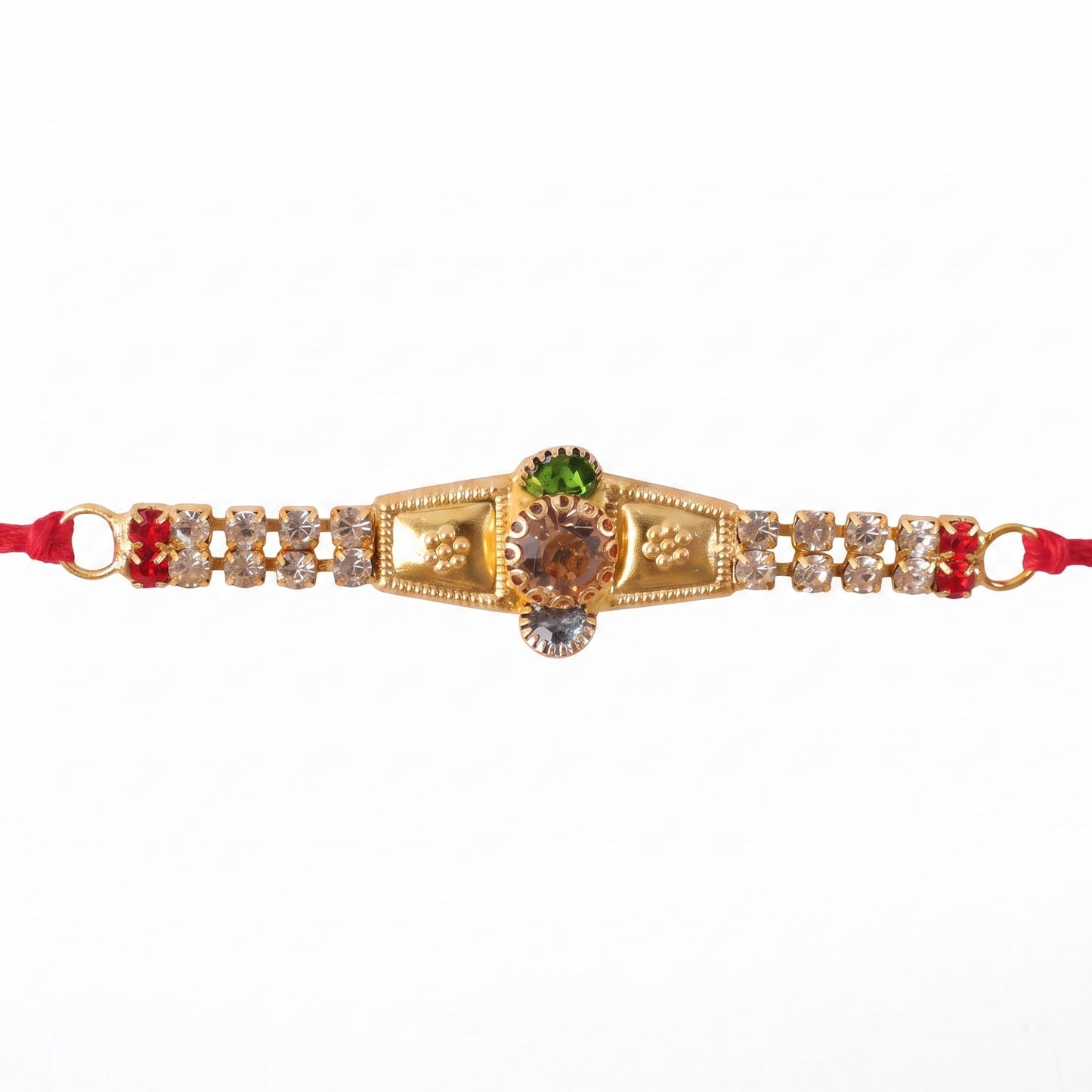 Golden Kundan Bracelet Rakhi for Brother Bhai Raksha Bandhan Festival Special Gift