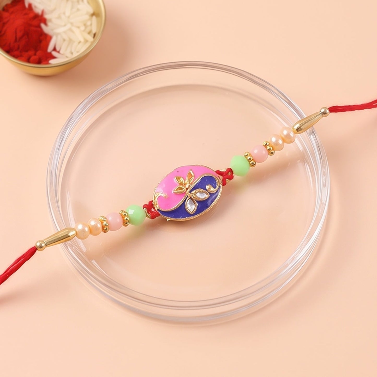 Pink Peacock Meenakari Rakhi for Brother Bhai Raksha Bandhan Festival Special Gift