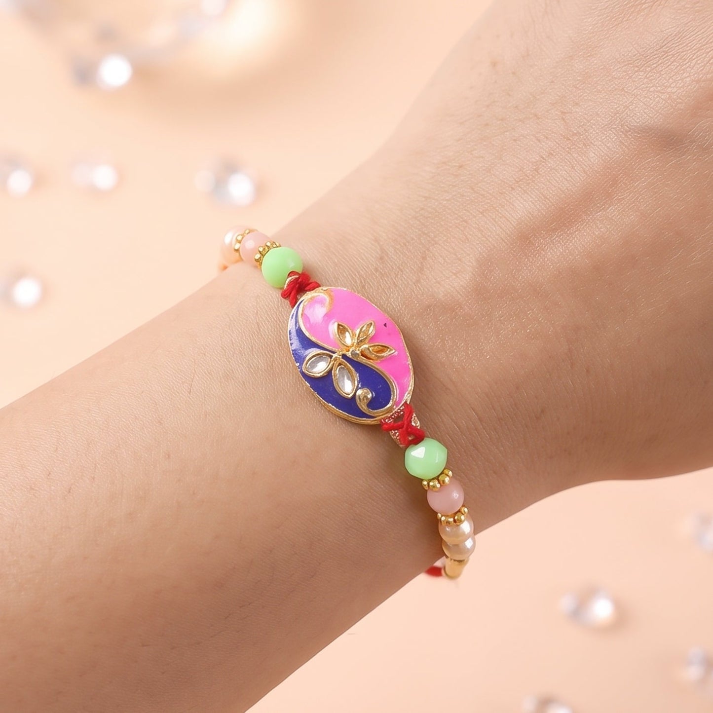Pink Peacock Meenakari Rakhi for Brother Bhai Raksha Bandhan Festival Special Gift
