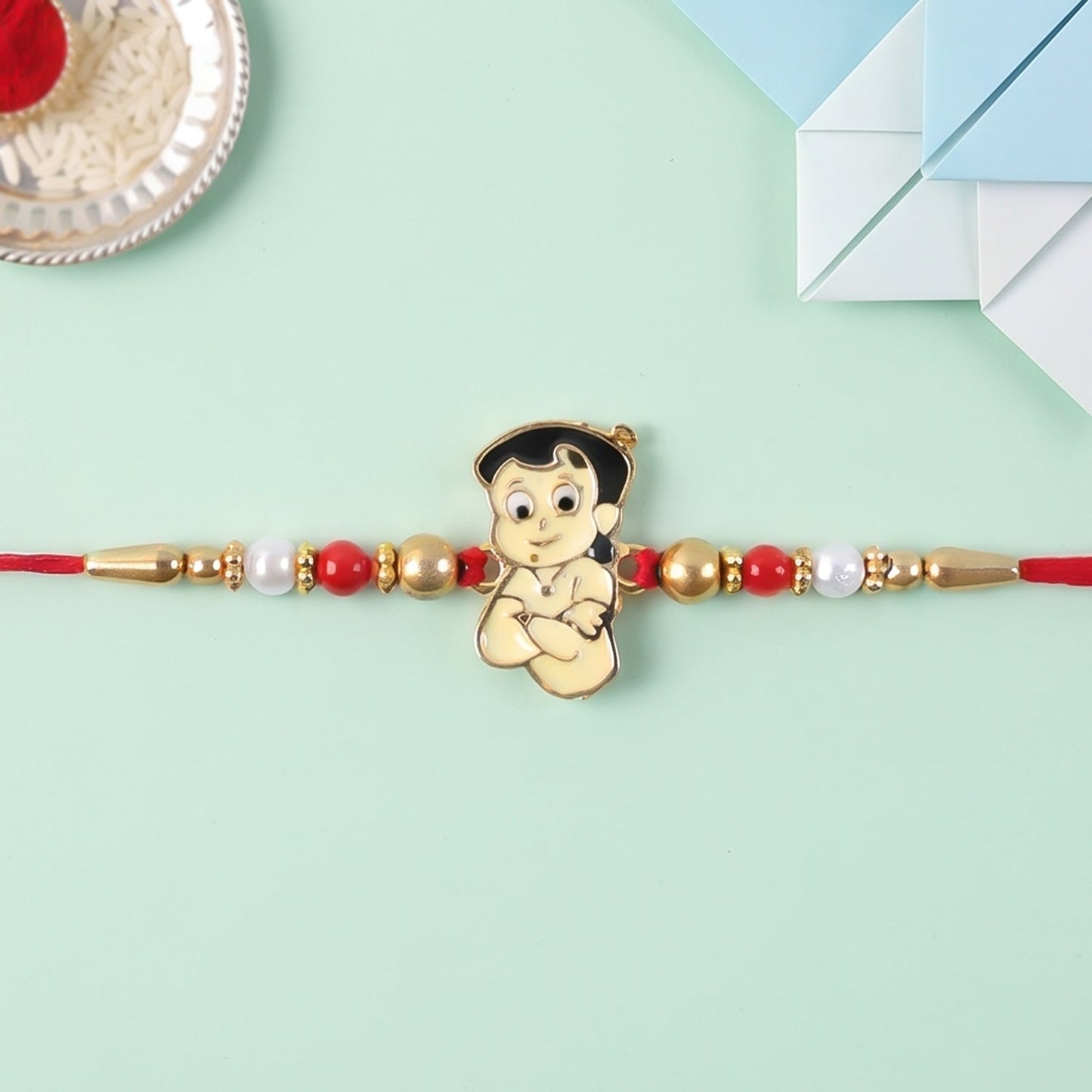 Cute Kids Cartoon Beads Rakhi for Brother Bhai Raksha Bandhan Festival Special Gift